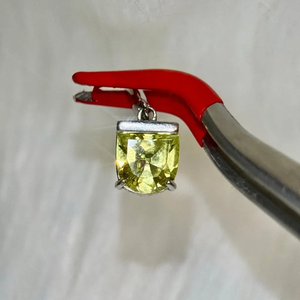 Silver 925 Green Cz Dangle Earrings‎